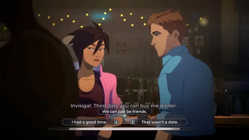 Dispatch bar scene with Invisigal after date her