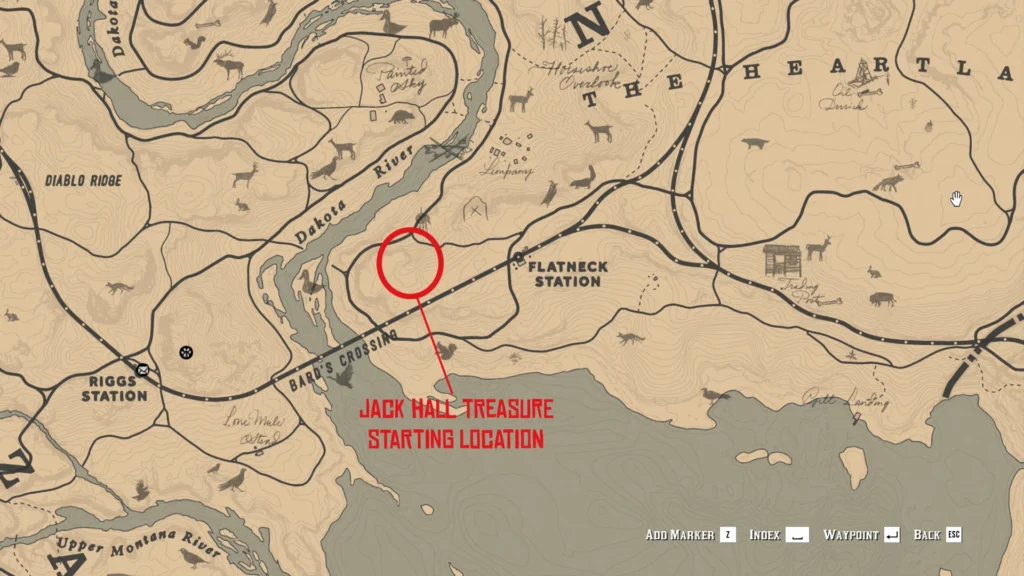 RDR2 Jack Hall start Maximo selling Map 1 near Flatneck Station