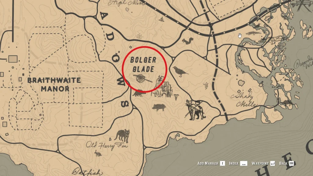 RDR2 Landmark Map 3 Cannon to fallen tree