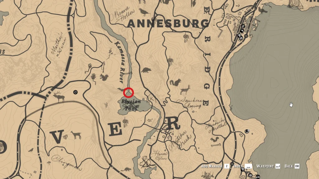 RDR2 Poisonous Trail treasure map 3 , 4 gold bars in Elysian Pool cave