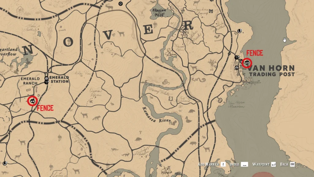 red dead redemption 2 emerald ranch and van horn fence locations