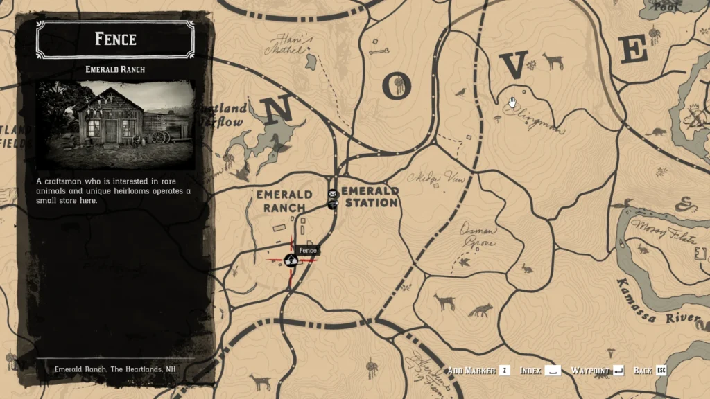 red dead redemption 2 emerald ranch fence location on map