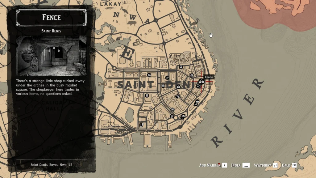 red dead redemption 2 saint denis fence location on map