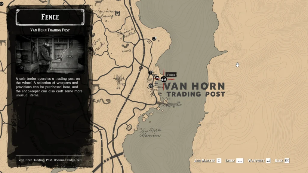 red dead redemption 2 van horn trading post fence location on map