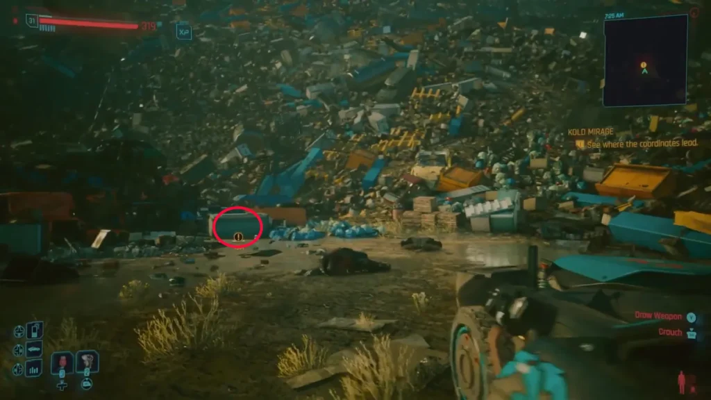Kold Mirage Quest in Cyberpunk 2077 map
