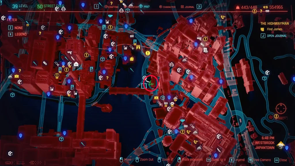 Highwayman Quest in Cyberpunk 2077 map