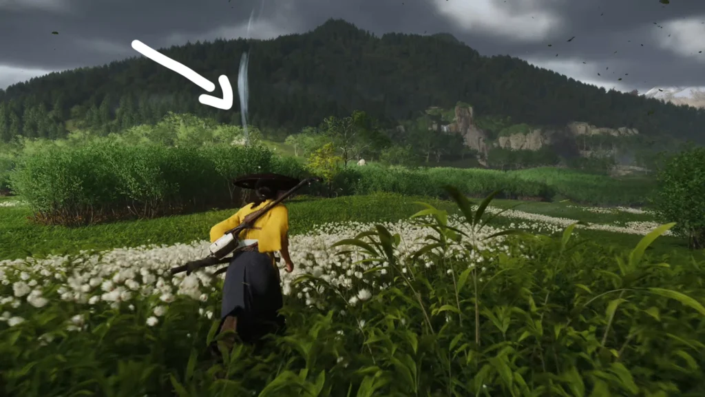 Nupur River Bamboo Strike location in Yotei Grasslands - Ghost of Yotei 2