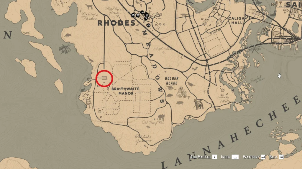 RDR2 Braithwaite Manor Gold Bar Location