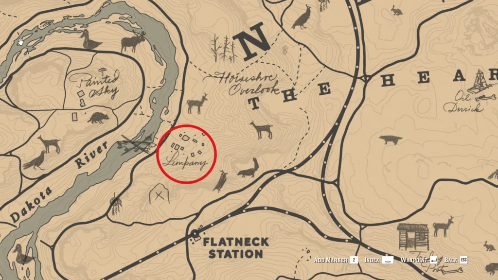 RDR2 - Limpany Gold Bar Location on map