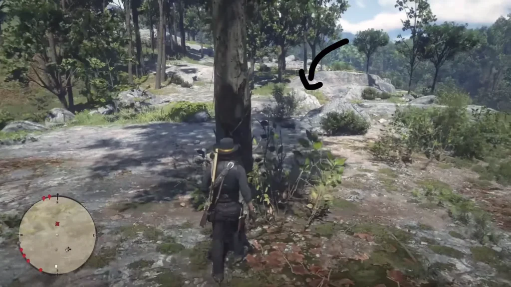 RDR2 Sketched Map Treasure Location Elysian Pool Tree X