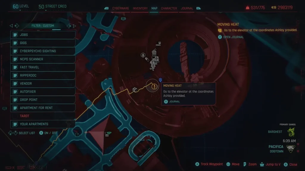 Cyberpunk 2077 Moving Heat location