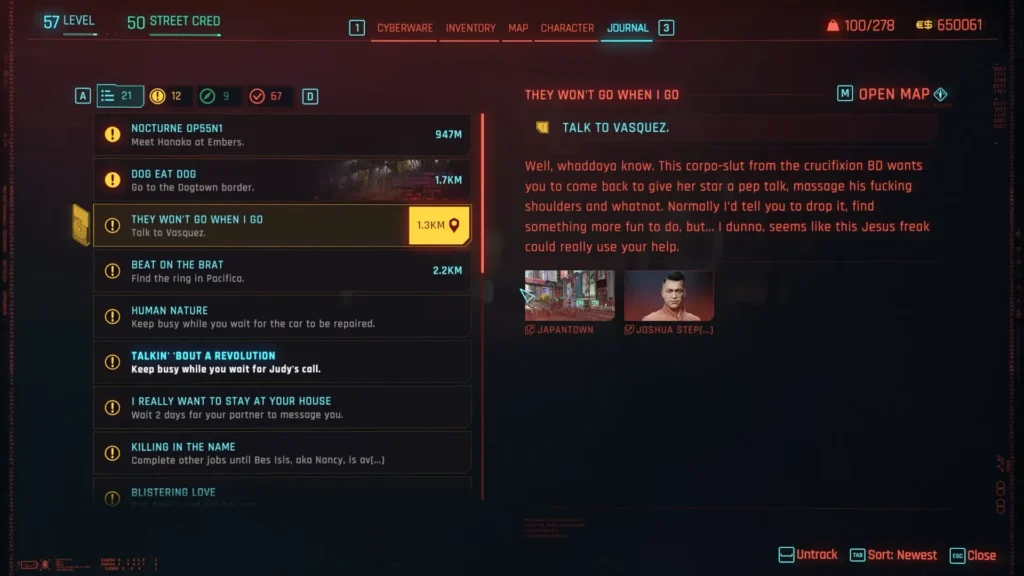 Cyberpunk 2077 They Won't Go When I Go Quest location