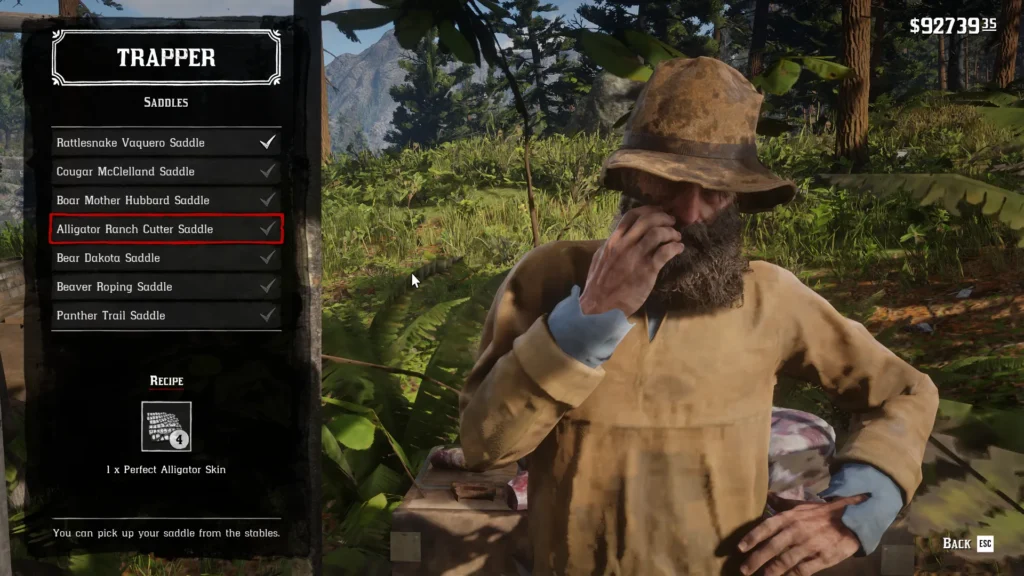 RDR2 Trapper Alligator Ranch Cutter Saddle