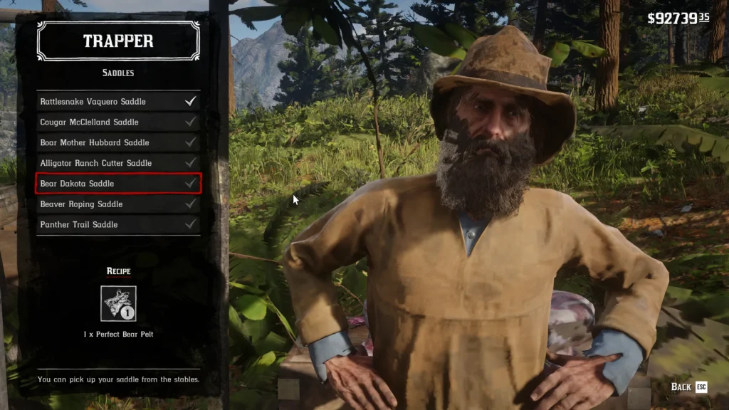 RDR2 Trapper Bear Dakota Saddle