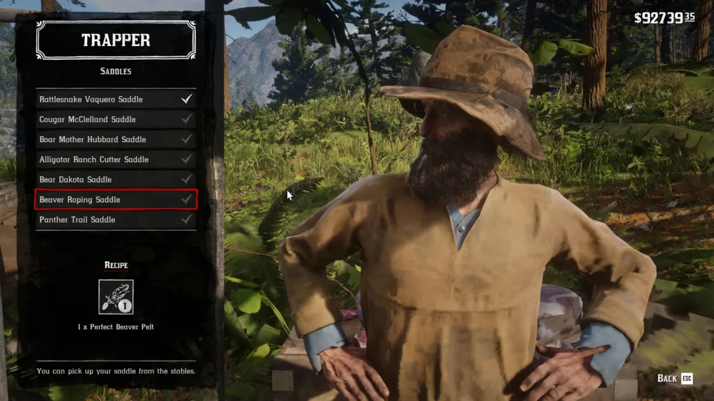 RDR2 Trapper Beaver Roping Saddle