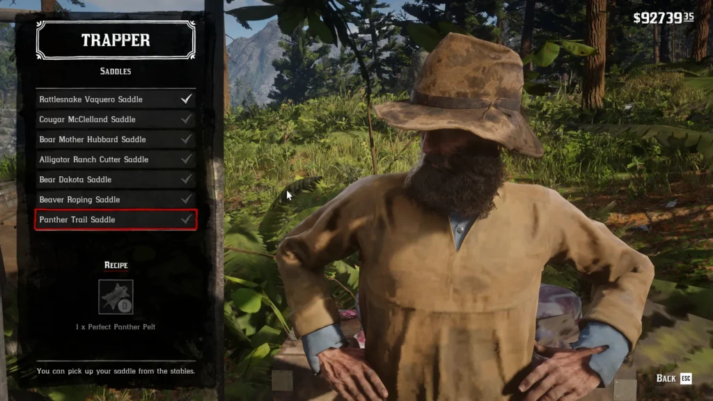 RDR2 Trapper Panther Trail Saddle