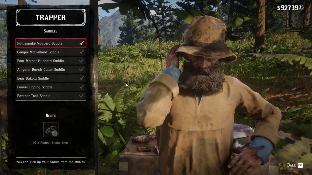RDR2 Trapper Rattlesnake Vaquero Saddle