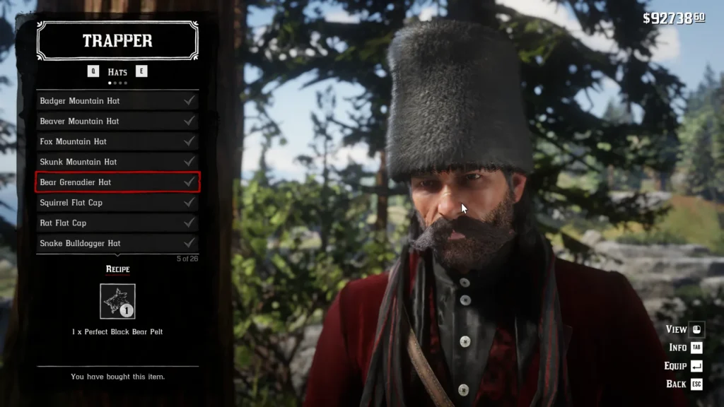 RDR2 Bear Grenadier Hat