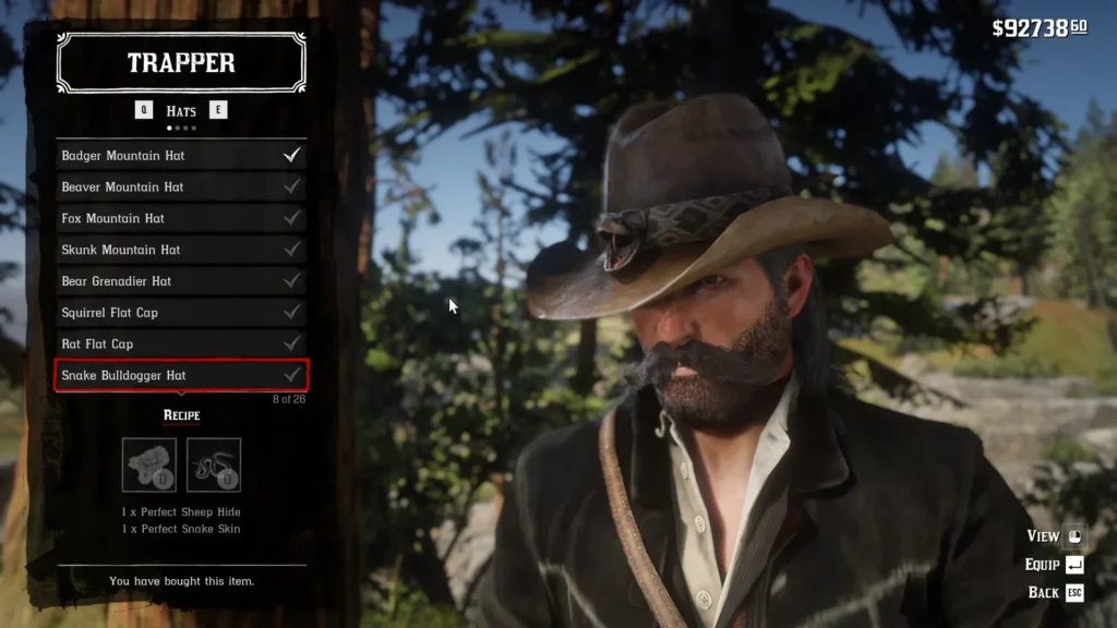RDR2 Snake Bulldogger Hat