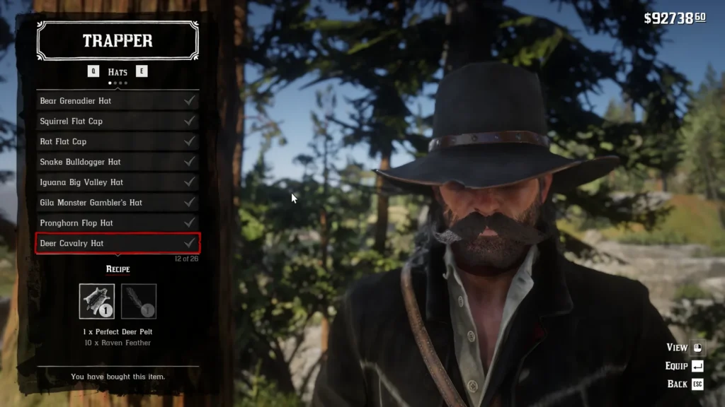 RDR2 Deer Cavalry Hat