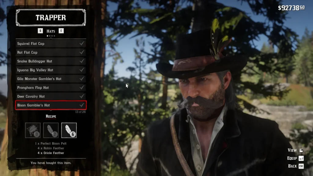RDR2 Bison Gambler’s Hat