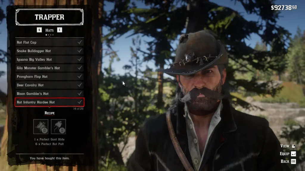 RDR2 Rat Infantry Hardee Hat