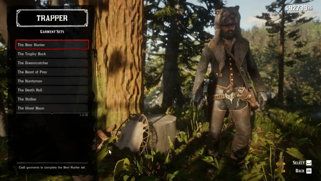 RDR2 Outfits all trapper garment sets The Bear Hunter