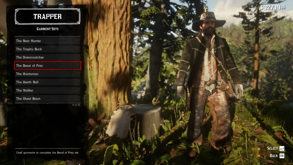 RDR2 Outfits all trapper garment sets The Beast of Prey