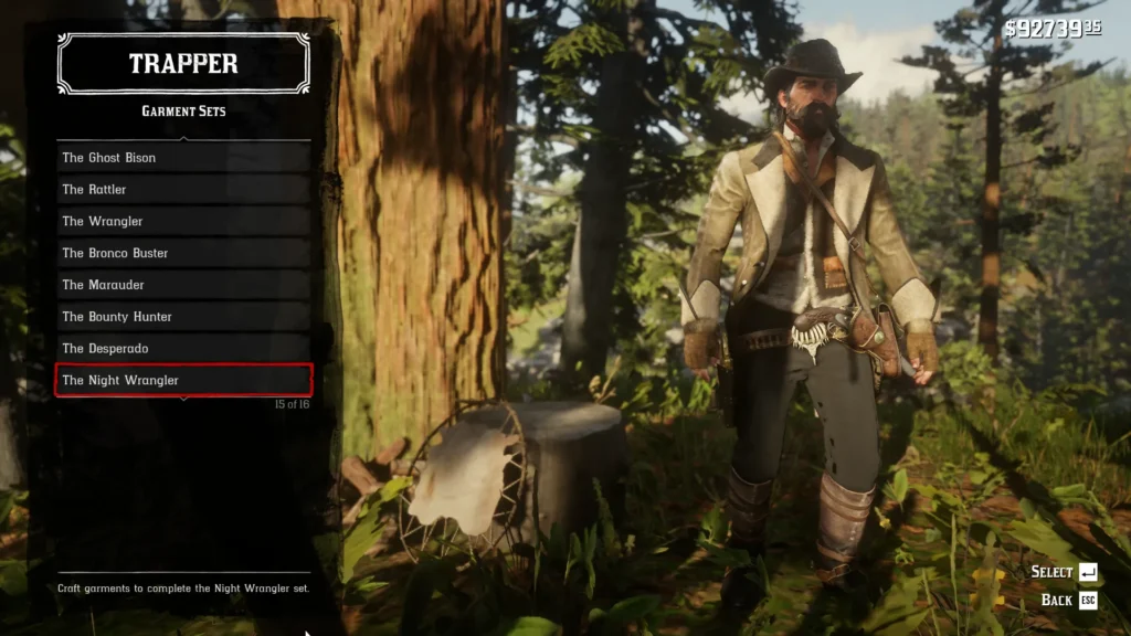 RDR2 Outfits all trapper garment sets The Night Wrangler