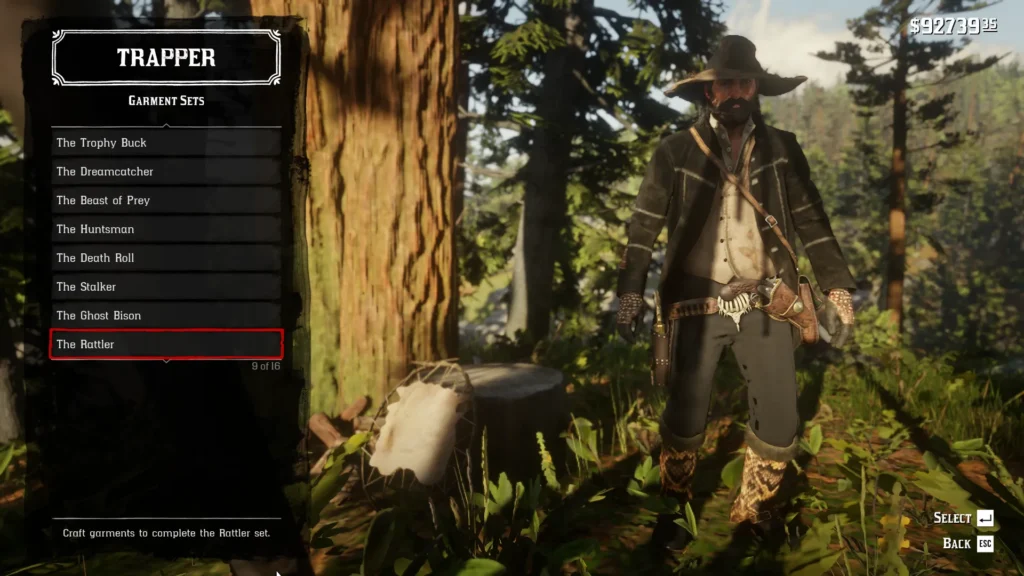 RDR2 Outfits all trapper garment sets The Rattler