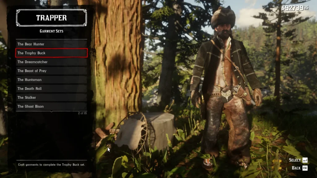 RDR2 Outfits all trapper garment sets The Trophy Buck
