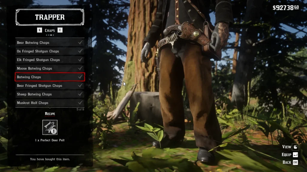 RDR2 Trapper Chaps Batwing Chaps