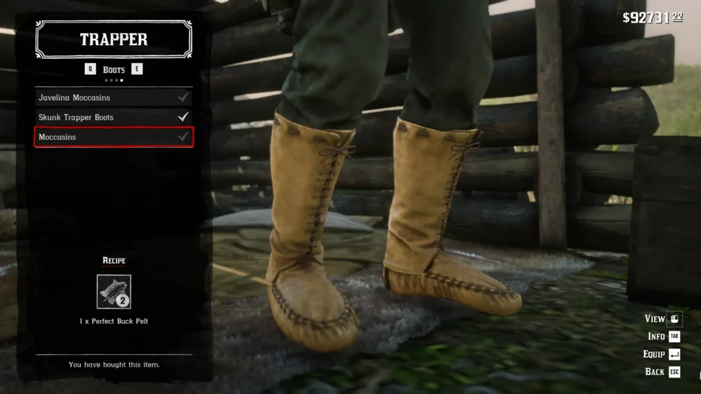 RDR2 Trapper boots Moccasins