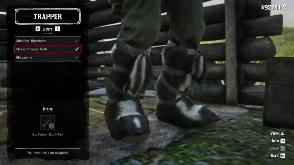 RDR2 Trapper boots Skunk Trapper Boots