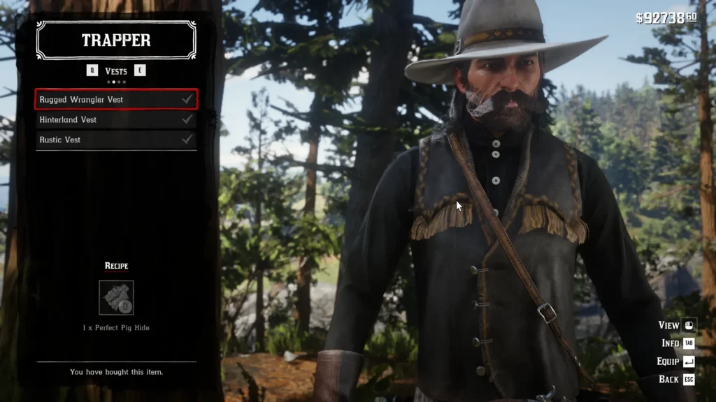 RDR2 Trapper vests Rugged Wrangler Vest