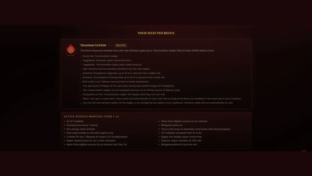 best osrs leagues 6 relics tier 4