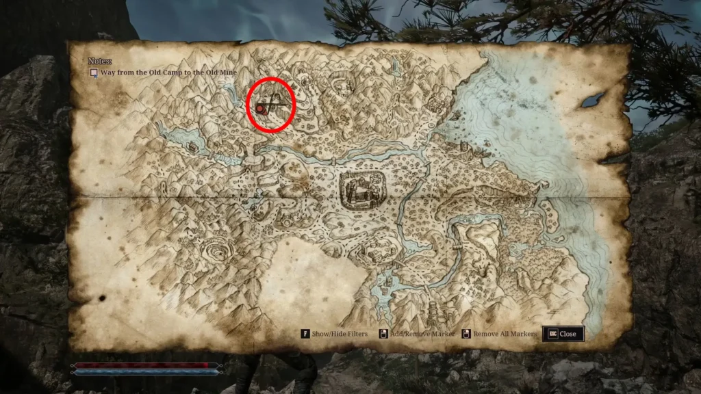 Gothic 1 Remake Way from old camp to old mine map