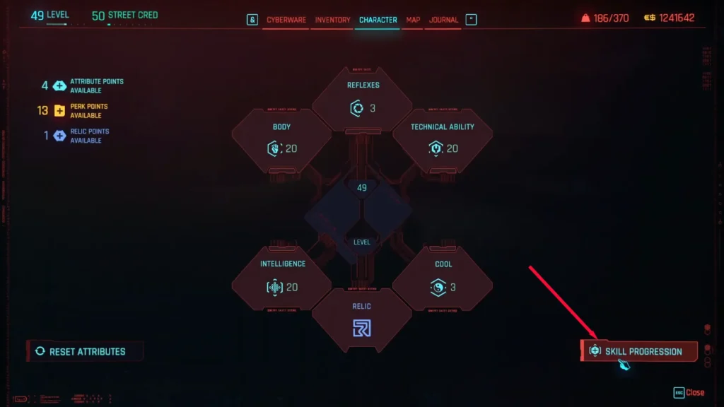 Skill Progression Cyberpunk 2077