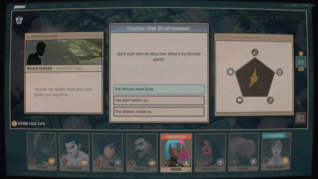 Dispatch Brainteaser riddle What's my favorite game