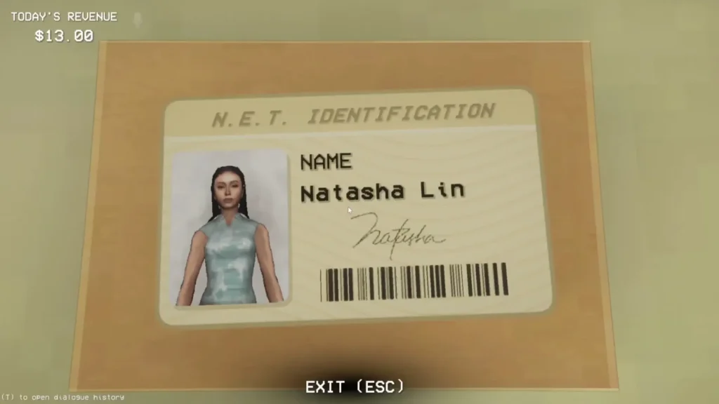 Natasha Lin ID card