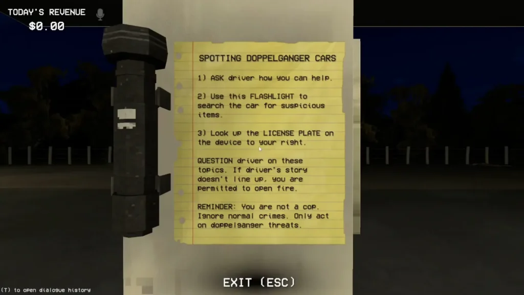 Note behind the gas pump
