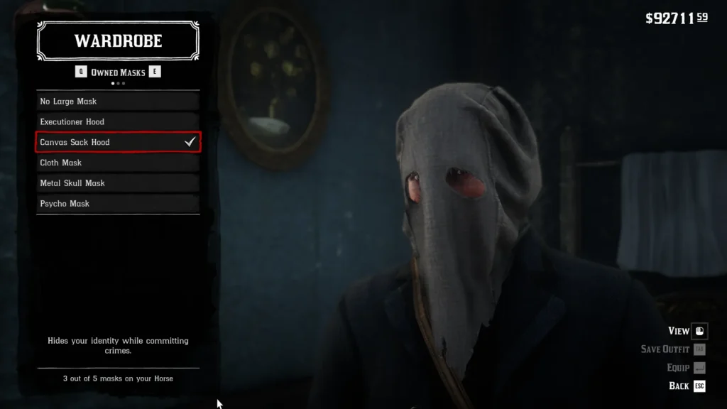 RDR2 Canvas Sack Hood