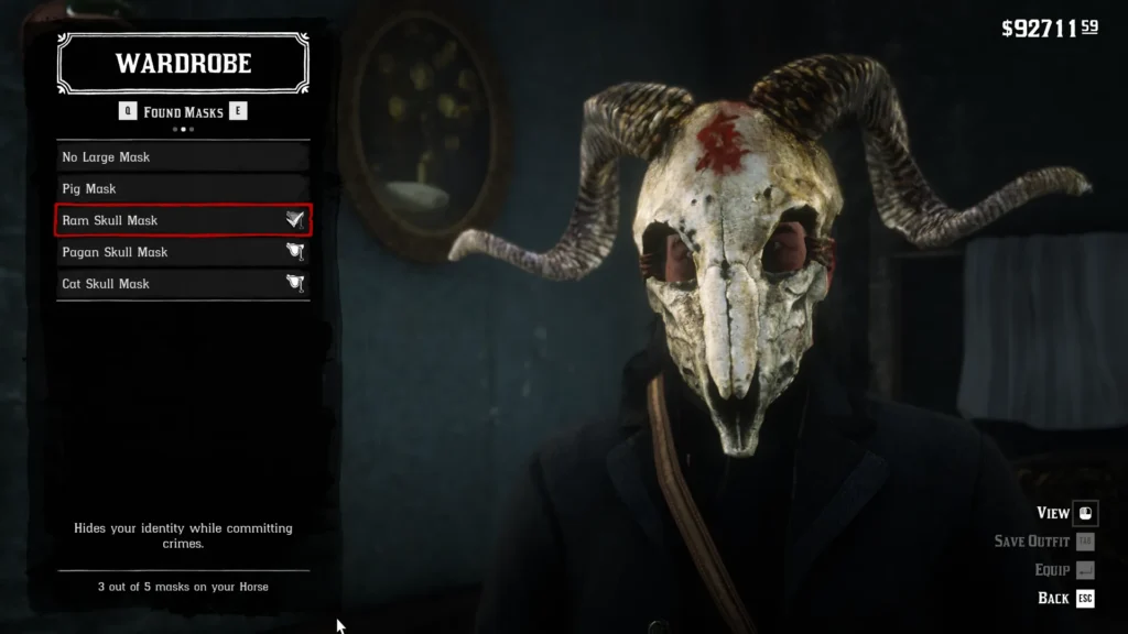 RDR2 Ram Skull Mask