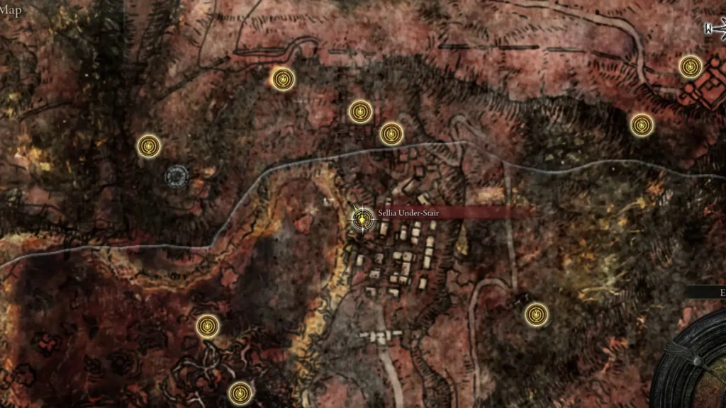 Sellia Town of Sorcery Golden Seed on the map