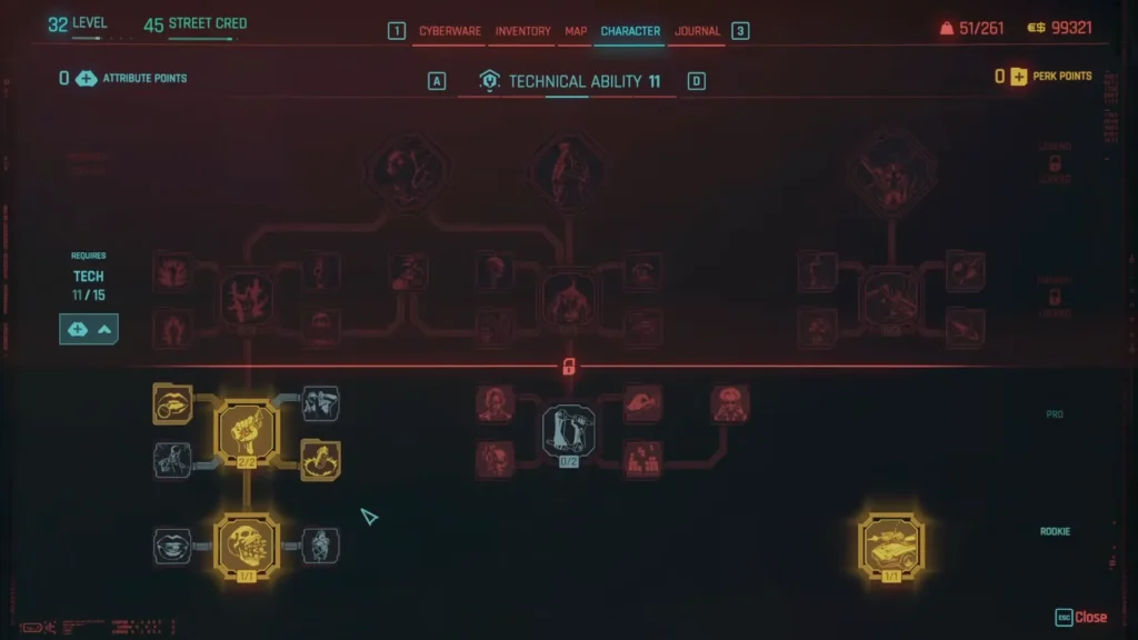 Technical Ability Cyberpunk 2077