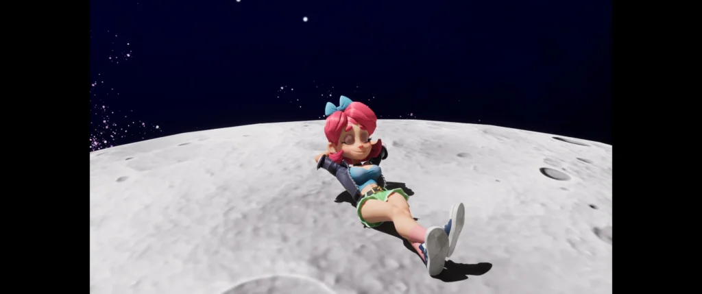 Scarlet reaching the Moon in the Scarlet Skips ending