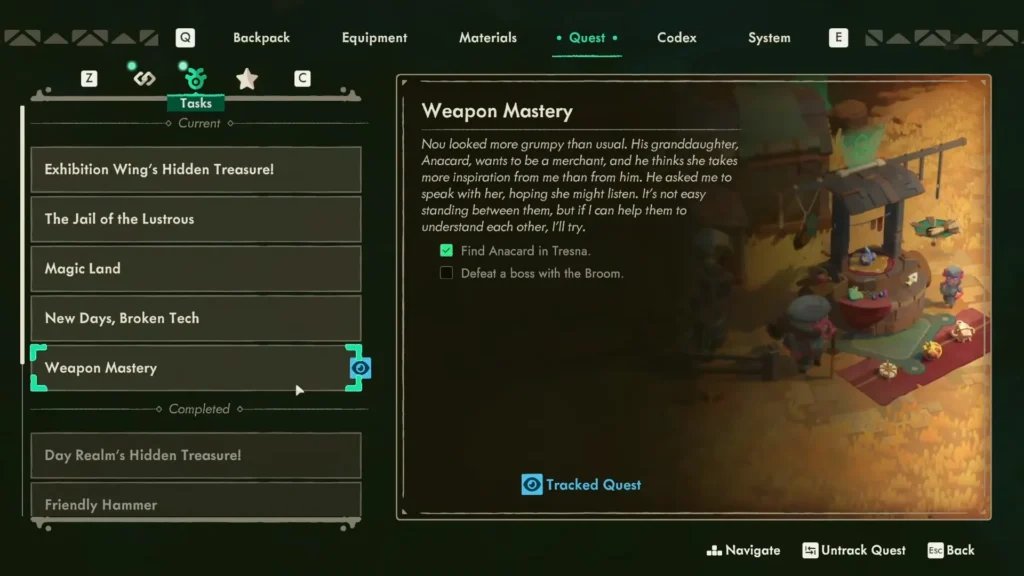 Weapon Mastery Quest in Moonlighter 2